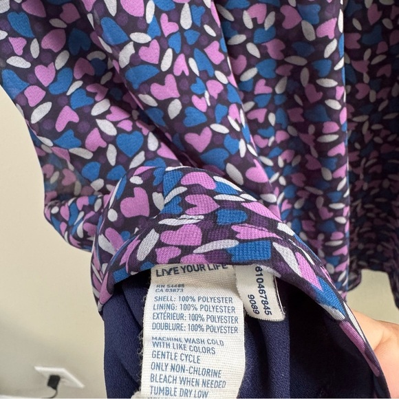 American Eagle Babydoll Heart Blue Purple Sleeveless Empire Waist Mini Dress - Picture 7 of 7